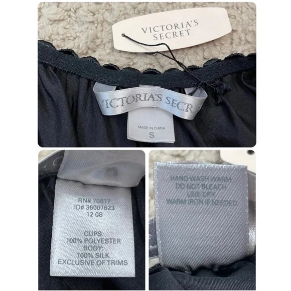 NWT Victoria’s Secret Lace Silk Babydoll Bow Romantic Lingerie Slip Dress Small - Picture 6 of 15